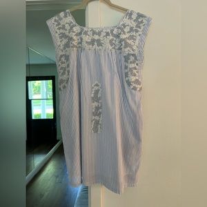 J Marie Mexican MuMu Dress - Blue/white Small